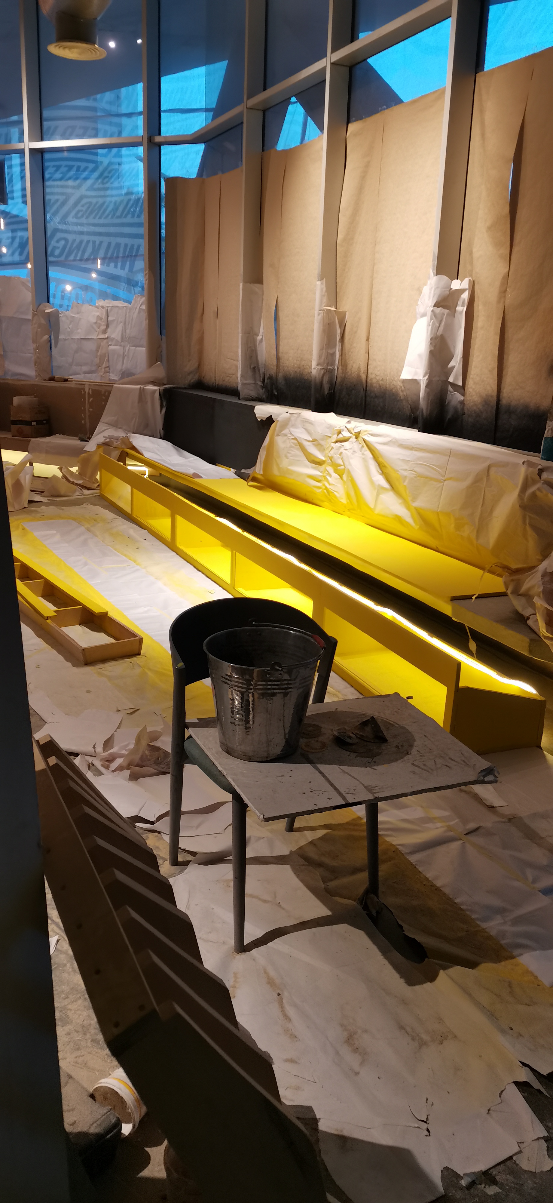 LED channel and cladding work during House of Walker construction